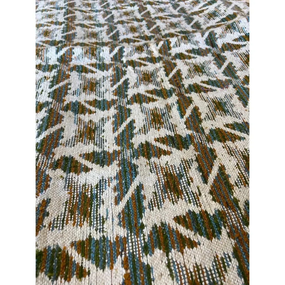 Vtg Tapestry Upholstery Fabric 66x55 Tribal Woven Jacquard Turquoise Brown Cream - Picture 7 of 10
